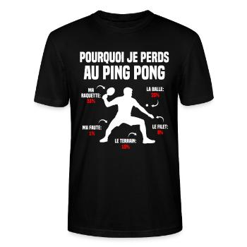 Ping Pong Pourquoi Je Perds Au tennis de table - T-shirt bio CRAFTER Stanley Stella Unisexe - noir - Devant - Alina (178cm) & Michal (187cm)