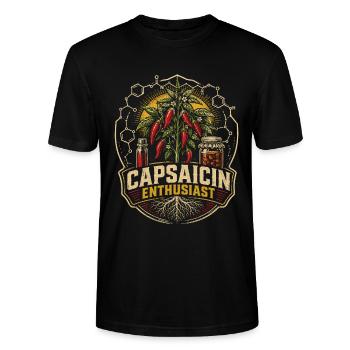 Chili Grower Chilis Anbauen Capsaicin Enthusiast - Stanley/Stella Unisex Bio-T-Shirt CRAFTER - Schwarz - Vorne - Alina (178cm) & Michal (187cm)