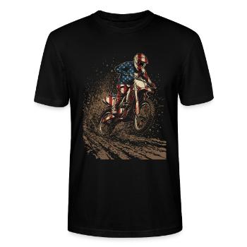 Pilote de motocross américain - T-shirt bio CRAFTER Stanley Stella Unisexe - noir - Devant - Alina (178cm) & Michal (187cm)