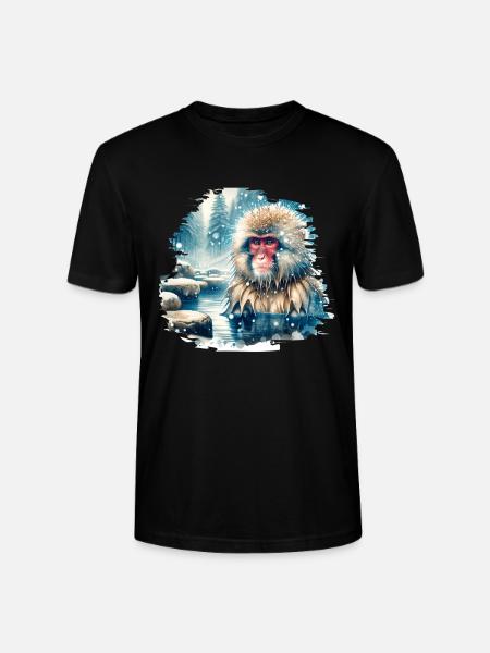 Japanese macaque motif - Stanley/Stella CRAFTER Unisex Organic T-Shirt - black