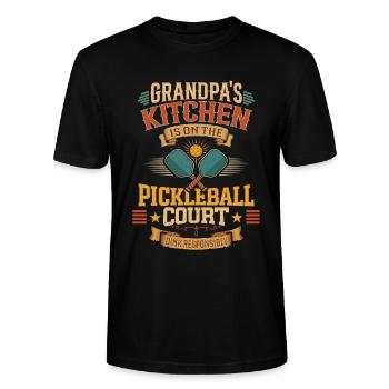 Vintage Paddle Dink Funny Grandpa Pickleball - Stanley/Stella CRAFTER Unisex Organic T-Shirt - black - Front - Alina (178cm) & Michal (187cm)
