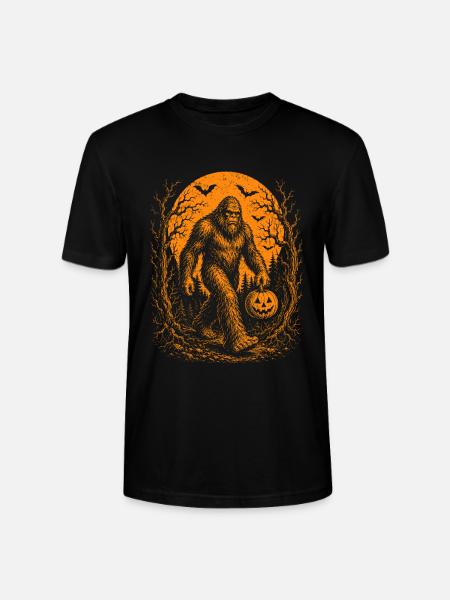Halloween, Bigfoot, Moon, Pumpkin - Stanley/Stella CRAFTER Unisex Organic T-Shirt - black