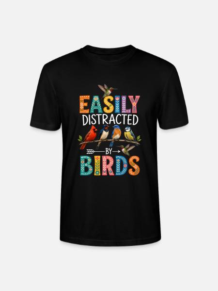 Easily Distracted by Birds - Stanley/Stella CRAFTER Unisex Organic T-Shirt - black