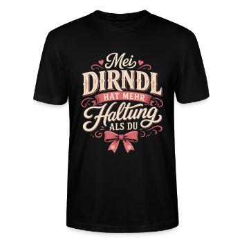 Mei Dirndl Hat Mehr Haltung Als Du - Stanley/Stella Unisex Bio-T-Shirt CRAFTER - Schwarz - Vorne - Alina (178cm) & Michal (187cm)