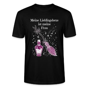 Lieblingshexe Zaubertrank Hexenbesen - Stanley/Stella Unisex Bio-T-Shirt CRAFTER - Schwarz - Vorne - Alina (178cm) & Michal (187cm)