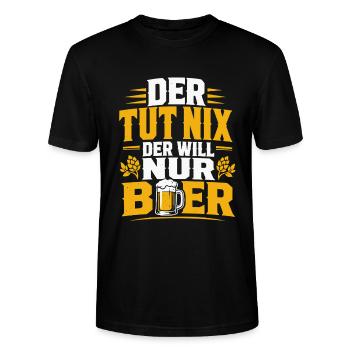 Der tut nix der will nur Bier - Stanley/Stella Unisex Bio-T-Shirt CRAFTER - Schwarz - Vorne - Alina (178cm) & Michal (187cm)