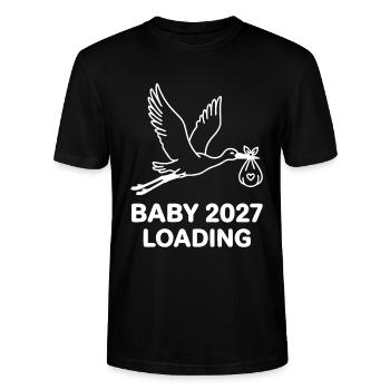 Baby 2027 Loading Stork - Stanley/Stella CRAFTER Unisex Organic T-Shirt - black - Front - Alina (178cm) & Michal (187cm)