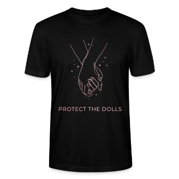 Protect The Dolls Hand Line Art - Stanley/Stella Unisex Bio-T-Shirt CRAFTER - Schwarz - Vorne - Alina (178cm) & Michal (187cm)