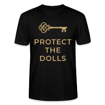 Protect The Dolls Key Gold - Stanley/Stella CRAFTER Unisex Organic T-Shirt - black - Front - Alina (178cm) & Michal (187cm)