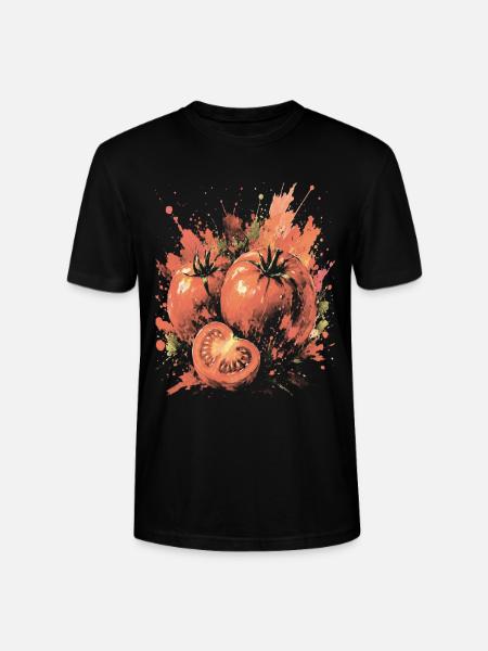 Rotes Tomatengemüse-Splash-Kunst-Aquarell - Stanley/Stella Unisex Bio-T-Shirt CRAFTER - Schwarz