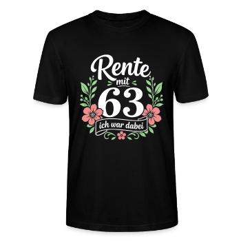 Rente mit 63 – Ich war dabei - Rentnerin - Stanley/Stella Unisex Bio-T-Shirt CRAFTER - Schwarz - Vorne - Alina (178cm) & Michal (187cm)