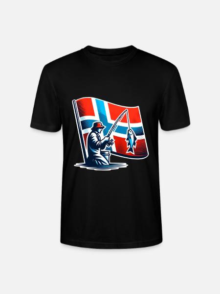Norway Angler Motif - Stanley/Stella CRAFTER Unisex Organic T-Shirt - black