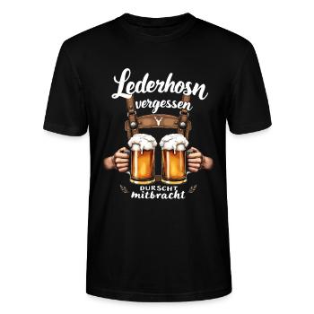 Lederhosn vergessen – Durscht mitbracht - Stanley/Stella Unisex Bio-T-Shirt CRAFTER - Schwarz - Vorne - Alina (178cm) & Michal (187cm)