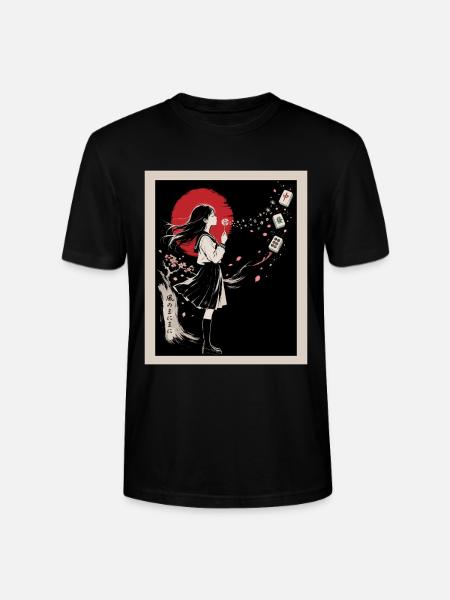 Mahjong Mädchen Japanisches Design - Stanley/Stella Unisex Bio-T-Shirt CRAFTER - Schwarz