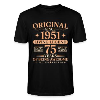 Original 1951 Jahrgang geboren 75th Birthday - Stanley/Stella Unisex Bio-T-Shirt CRAFTER - Schwarz - Vorne - Alina (178cm) & Michal (187cm)