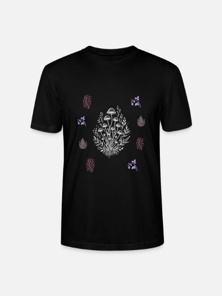 Pilze & Blütenzweig - Botanische Kunst - Stanley/Stella Unisex Bio-T-Shirt CRAFTER - Schwarz