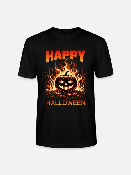 Happy Halloween Pumpkin Fire - Stanley/Stella Unisex Bio-T-Shirt CRAFTER - Schwarz