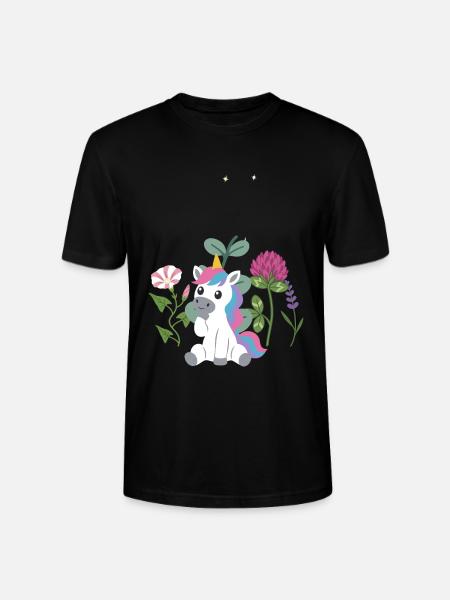 Einhorn Blumen Kinder märchenhaft Lavendel - Stanley/Stella Unisex Bio-T-Shirt CRAFTER - Schwarz