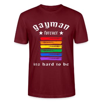 homosexuell lgbt regenbogen Männerliebe "gayman" - Stanley/Stella Unisex Bio-T-Shirt CRAFTER - Burgunderrot - Vorne - Alina (178cm) & Michal (187cm)