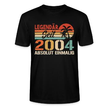 Original 2004 Jahrgang Vintage Geburtstag 2004 - Stanley/Stella Unisex Bio-T-Shirt CRAFTER - Schwarz - Vorne - Alina (178cm) & Michal (187cm)
