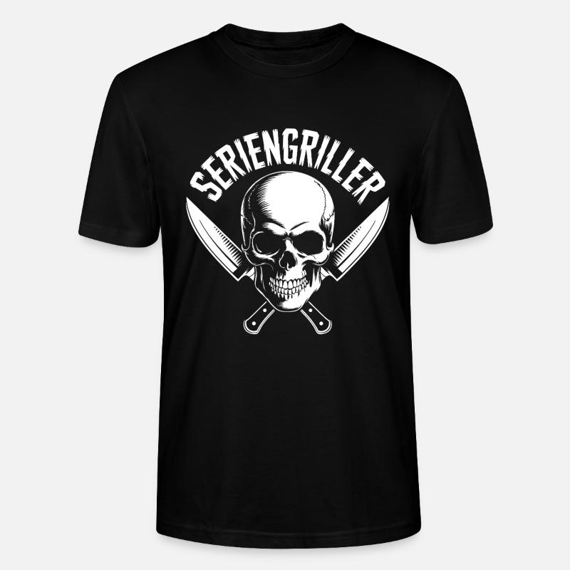 Seriengriller Skull mit Küchenmessern - Stanley/Stella Unisex Bio-T-Shirt CRAFTER - Schwarz