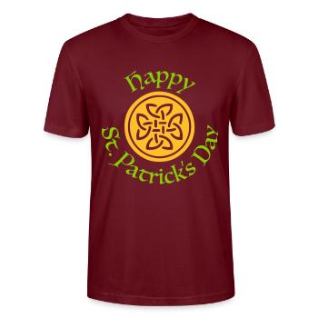 Happy St. Patrick's Day - Stanley/Stella CRAFTER Unisex Organic T-Shirt - burgundy - Front - Alina (178cm) & Michal (187cm)