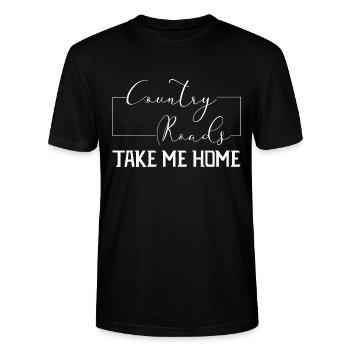 Country Roads Take Me Home Shirt \ Cowboy Shirt - Stanley/Stella Unisex Bio-T-Shirt CRAFTER - Schwarz - Vorne - Alina (178cm) & Michal (187cm)