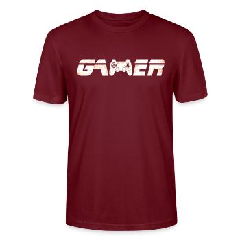 Gamer - nerd - gaming -nerdy - Gift - Stanley/Stella CRAFTER Unisex Organic T-Shirt - burgundy - Front - Alina (178cm) & Michal (187cm)