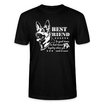 Deutscher Schäferhund Bester Freund Deutscher Schäferhund - Stanley/Stella Unisex Bio-T-Shirt CRAFTER - Schwarz - Vorne - Alina (178cm) & Michal (187cm)