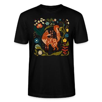 Fox Goblincore Ästhetik Skandinavische Folklore - Stanley/Stella Unisex Bio-T-Shirt CRAFTER - Schwarz - Vorne - Alina (178cm) & Michal (187cm)