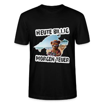 Helmut, heute billig morgen teuer, Malle - Stanley/Stella Unisex Bio-T-Shirt CRAFTER - Schwarz - Vorne - Alina (178cm) & Michal (187cm)