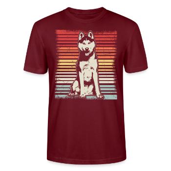 Strip Husky - Stanley/Stella CRAFTER Unisex Organic T-Shirt - burgundy - Front - Alina (178cm) & Michal (187cm)