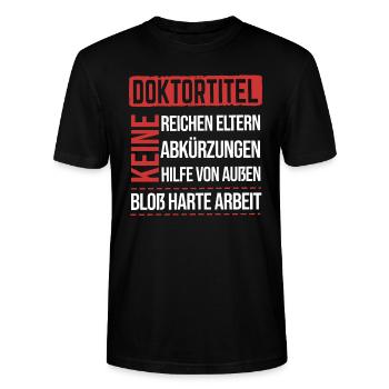 Doktorand Doktortitel Doktor - Stanley/Stella Unisex Bio-T-Shirt CRAFTER - Schwarz - Vorne - Alina (178cm) & Michal (187cm)