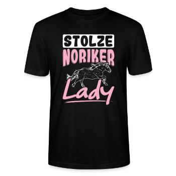 Stolze Noriker Lady Pferde Reiterin Noriker - Stanley/Stella Unisex Bio-T-Shirt CRAFTER - Schwarz - Vorne - Alina (178cm) & Michal (187cm)