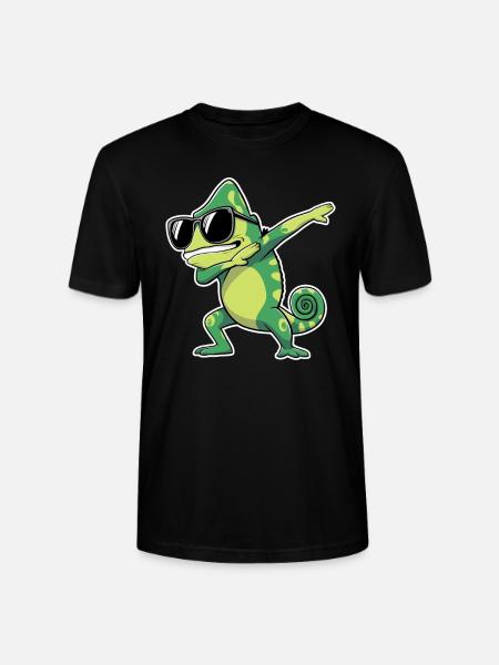Dabbing chameleon with sunglasses - Stanley/Stella CRAFTER Unisex Organic T-Shirt - black