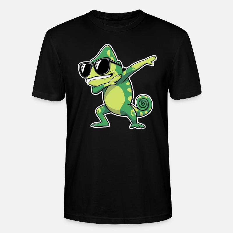 Dabbing chameleon with sunglasses - Stanley/Stella CRAFTER Unisex Organic T-Shirt - black