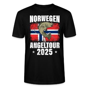 Norwegen Angeltour 2025 - Stanley/Stella Unisex Bio-T-Shirt CRAFTER - Schwarz - Vorne - Alina (178cm) & Michal (187cm)