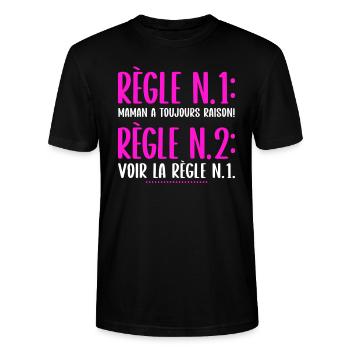 T-shirt maman humour règle cadeau mère - T-shirt bio CRAFTER Stanley Stella Unisexe - noir - Devant - Alina (178cm) & Michal (187cm)