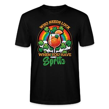 St. Patrick's Day Spritz Aperitif Celebrations Shamrock - Stanley/Stella CRAFTER Unisex Organic T-Shirt - black - Front - Alina (178cm) & Michal (187cm)
