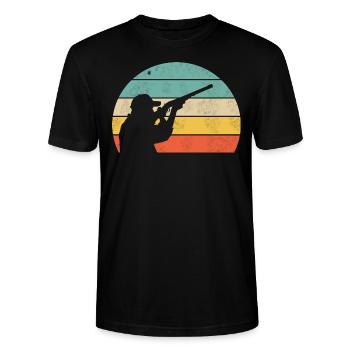Chasseur - T-shirt bio CRAFTER Stanley Stella Unisexe - noir - Devant - Alina (178cm) & Michal (187cm)