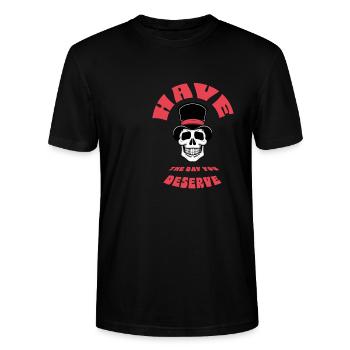 PASSE LA JOURNÉE QUE TU MÉRITES CRÂNE - T-shirt bio CRAFTER Stanley Stella Unisexe - noir - Devant - Alina (178cm) & Michal (187cm)