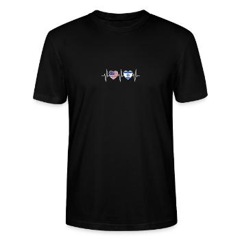 USA und Israel Israelische Fahne Flaggen - Stanley/Stella Unisex Bio-T-Shirt CRAFTER - Schwarz - Vorne - Alina (178cm) & Michal (187cm)