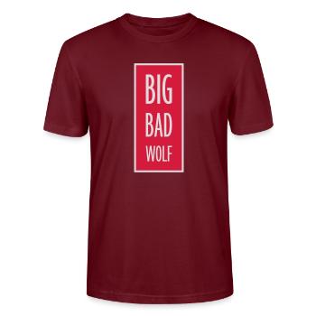 big bad wolf quote - Stanley/Stella CRAFTER Unisex Organic T-Shirt - burgundy - Front - Alina (178cm) & Michal (187cm)
