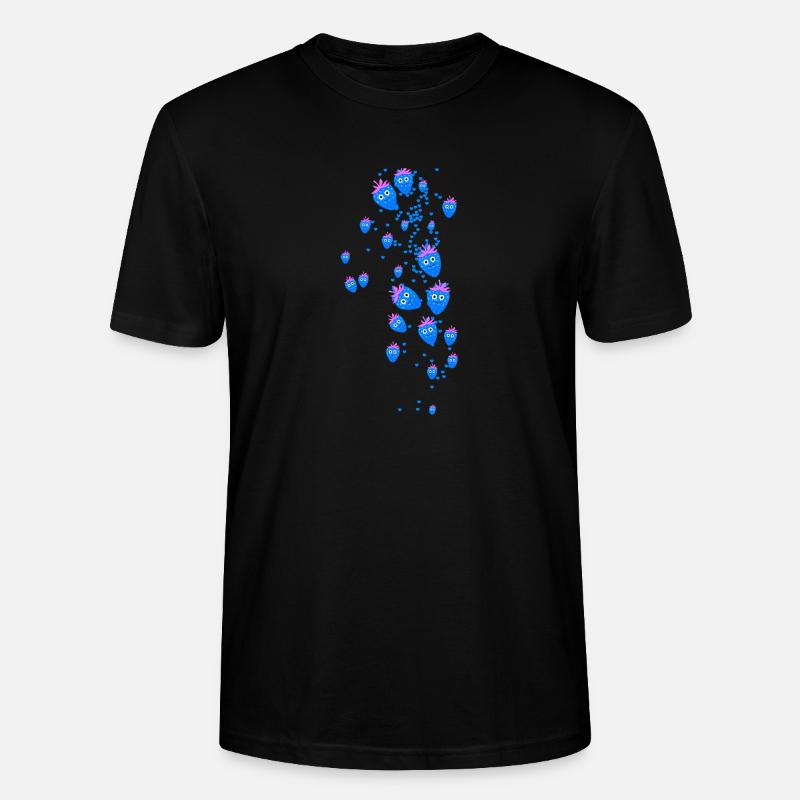 erdbeeren,erdbeere,muster,herzen, blau - Stanley/Stella Unisex Bio-T-Shirt CRAFTER - Schwarz
