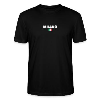 Milano Italien Italienische Flagge Italiener - Stanley/Stella Unisex Bio-T-Shirt CRAFTER - Schwarz - Vorne - Alina (178cm) & Michal (187cm)