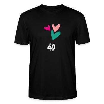 40. 40 ÅR. 40 års jubilæum. FØDSELSDAG 40 ÅR. - Stanley Stella CRAFTER unisex økologisk-T-shirt - sort - Foran - Alina (178cm) & Michal (187cm)