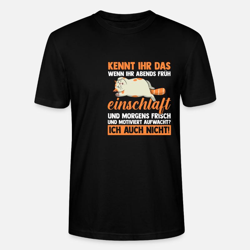 Faulenzer Langschläfer Motivation Katze - Stanley/Stella Unisex Bio-T-Shirt CRAFTER - Schwarz
