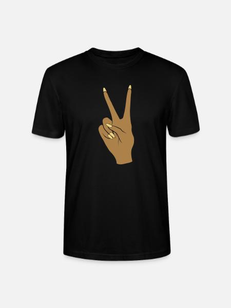 Dunkel Victory Handzeichen Peace - Stanley/Stella Unisex Bio-T-Shirt CRAFTER - Schwarz