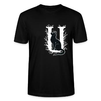 Lettre U avec chat - T-shirt bio CRAFTER Stanley Stella Unisexe - noir - Devant - Alina (178cm) & Michal (187cm)