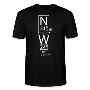 Atlantis coordinates maps north numbers gift - Stanley/Stella CRAFTER Unisex Organic T-Shirt - black - Front - Alina (178cm) & Michal (187cm)